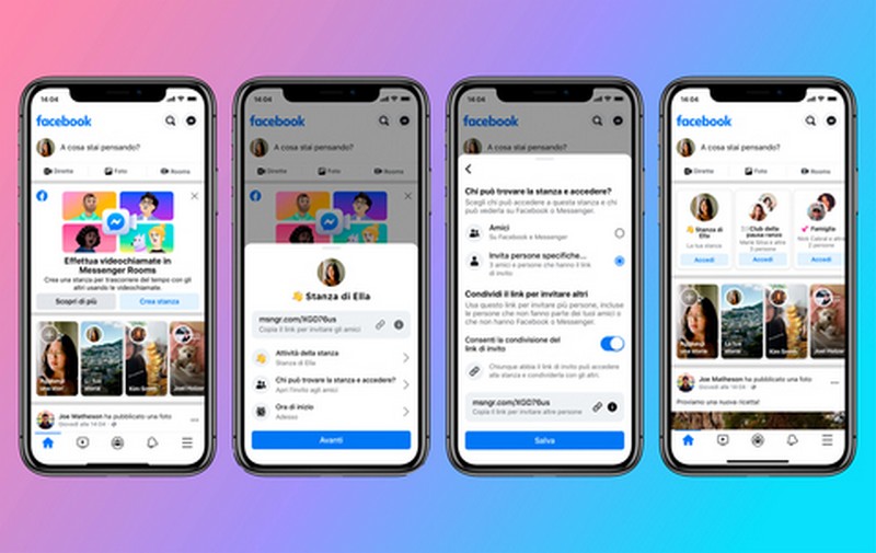 Messenger Rooms sulla bacheca Facebook