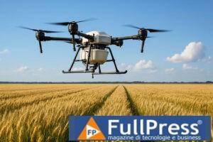 Drone in volo su campi coltivati