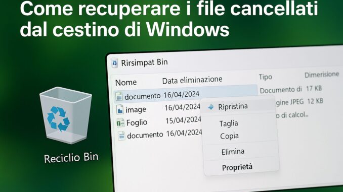 Come recuperare i file cancellati dal cestino - Foto FPAI