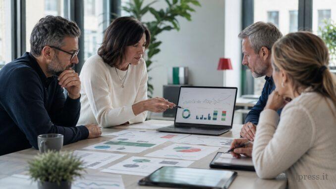 Professionisti analizzano dati e strategie durante una consulenza SEO