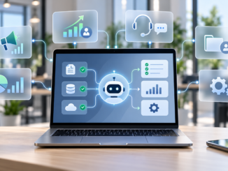 Agenti AI in azienda collegati a processi, dati, assistenza, marketing e automazione.