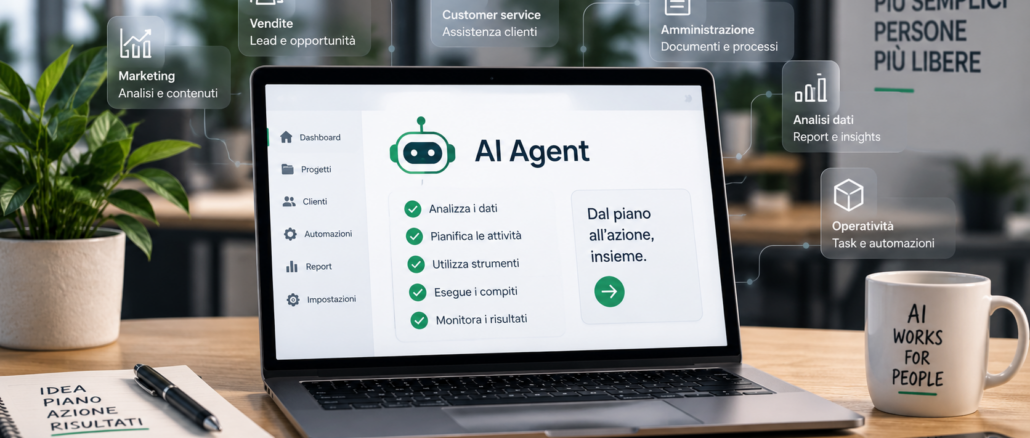 Agenti AI in azienda utilizzati per automatizzare processi, marketing, vendite, assistenza clienti e analisi dati.
