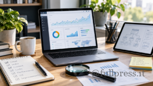 Analisi SEO completa di un sito web con dashboard, performance e struttura del sito